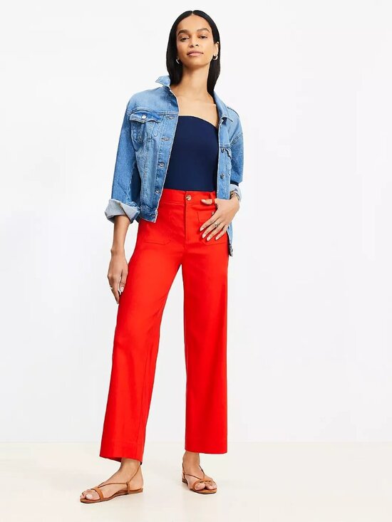 LOFT Pants - LOFT sz 4 Palmer wide leg pants red linen blend NWT